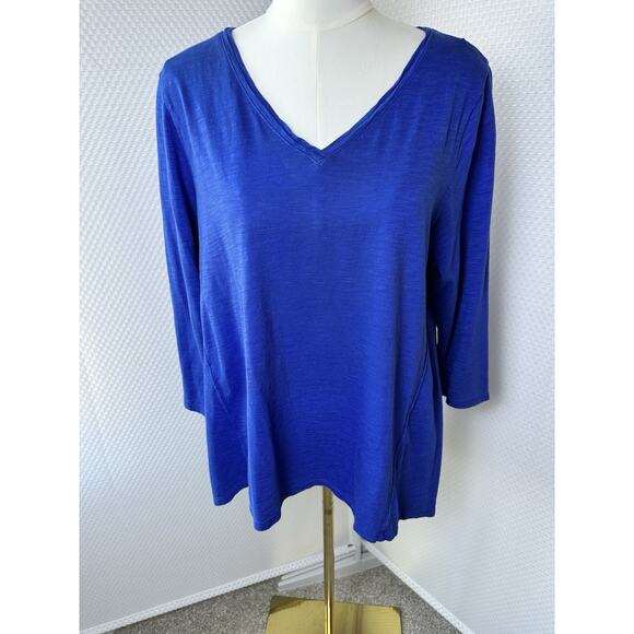Chicos Modal Cotton Tee Womens Long Sleeve Shirt Blue Casual Large 2 - Picture 6 of 8